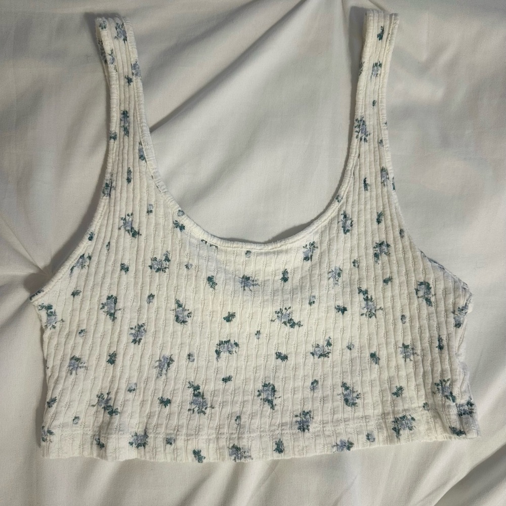 American Eagle Outfitters Cropped Floral Tank Top S